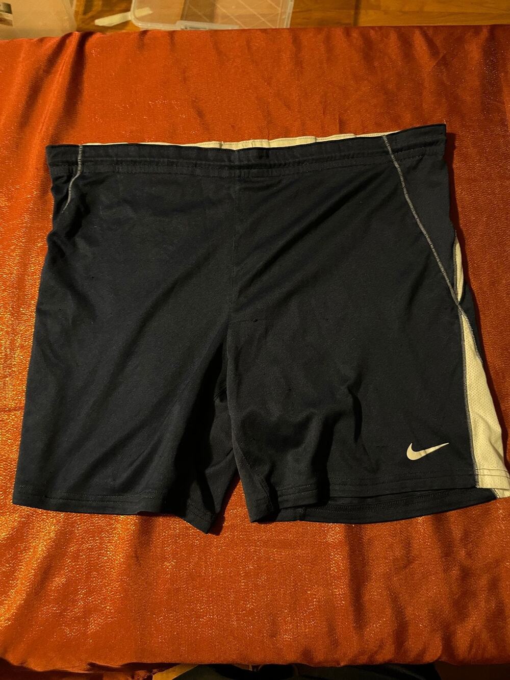 Nike Shorts Mens Dri-FIT Navy White Athletic Drawstring Running Gym